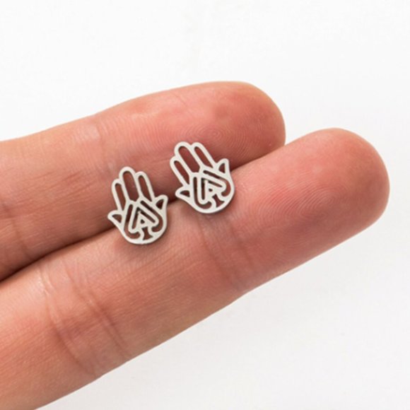 One Magnolia Jewelry - Hamsa hand stud minimalist earrings